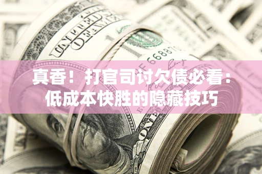 武汉真香！打官司讨欠债必看：低成本快胜的隐藏技巧