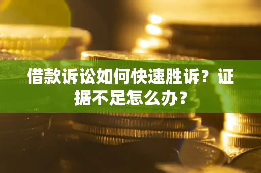 武汉借款诉讼如何快速胜诉？证据不足怎么办？